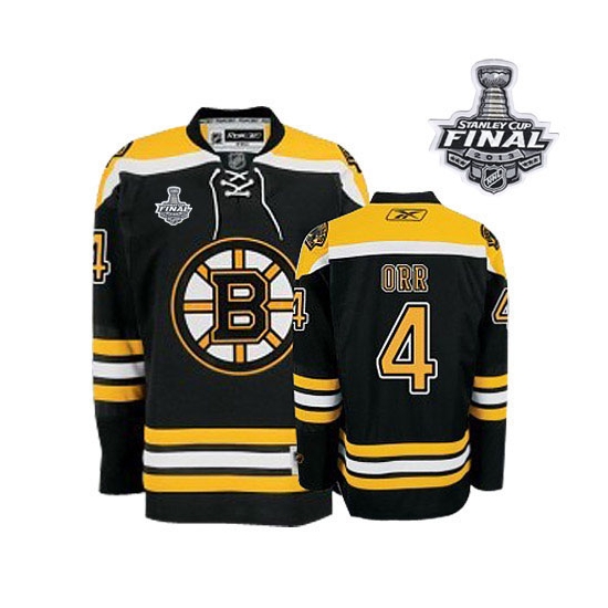 Reebok Youth Boston Bruins Bobby Orr Premier Black with Stanley Cup Finals Jersey