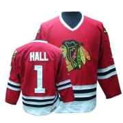 CCM Chicago Blackhawks Glean Hall Throwback Authentic Red Jersey