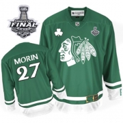 Chicago Blackhawks Jeremy Morin Authentic Green St Patty's Day With Stanley Cup Finals Jersey