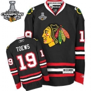 Reebok EDGE Chicago Blackhawks Jonathan Toews Authentic Black With Stanley Cup Champions Jersey