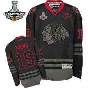 Reebok EDGE Chicago Blackhawks Jonathan Toews Black Ice Authentic With Stanley Cup Champions Jersey