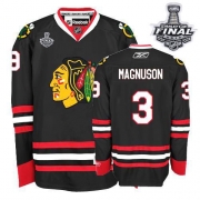 Reebok EDGE Chicago Blackhawks Keith Magnuson Authentic Black With Stanley Cup Finals Jersey