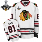 Reebok EDGE Chicago Blackhawks Marian Hossa Authentic White With Stanley Cup Champions Jersey