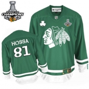 Chicago Blackhawks Marian Hossa Authentic Green St Patty's Day With Stanley Cup Champions Jersey