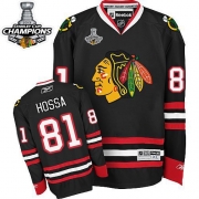 Reebok EDGE Chicago Blackhawks Marian Hossa Authentic Black With Stanley Cup Champions Jersey