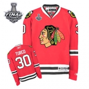 Reebok EDGE Chicago Blackhawks Marty Turco Red Authentic With Stanley Cup Finals Jersey