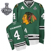 Reebok EDGE Chicago Blackhawks Niklas Hjalmarsson Green Authentic With Stanley Cup Finals Jersey