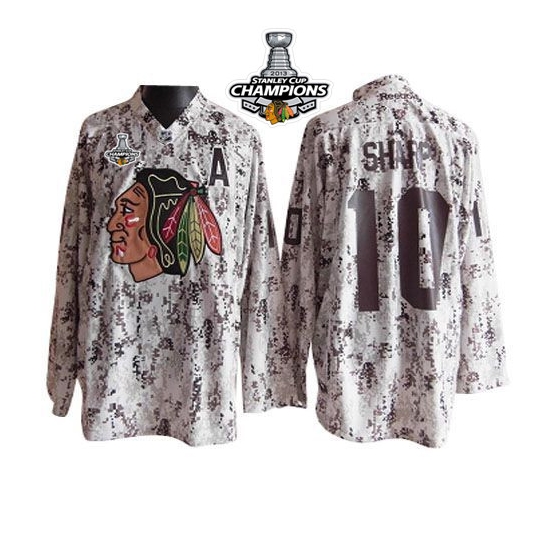 Reebok EDGE Chicago Blackhawks Patrick Sharp Camouflage Authentic With Stanley Cup Champions Jersey