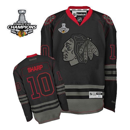 Reebok EDGE Chicago Blackhawks Patrick Sharp Black Ice Authentic With Stanley Cup Champions Jersey