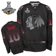 Reebok EDGE Chicago Blackhawks Patrick Sharp Black Accelerator Authentic With Stanley Cup Champions Jersey