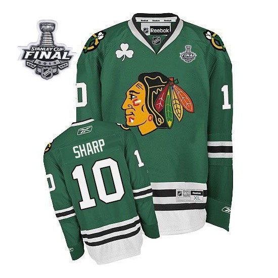 Reebok EDGE Chicago Blackhawks Patrick Sharp Authentic Green With Stanley Cup Finals Jersey