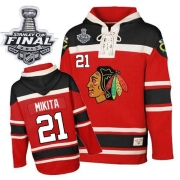 Reebok EDGE Old Time Hockey Chicago Blackhawks Stan Mikita Red Sawyer Hooded Sweatshirt Authentic With Stanley Cup Finals Jersey