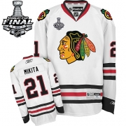 Reebok EDGE Chicago Blackhawks Stan Mikita Authentic White With Stanley Cup Finals Jersey