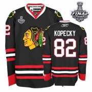 Reebok EDGE Chicago Blackhawks Tomas Kopecky Authentic Black With Stanley Cup Finals Jersey