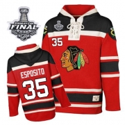 Reebok EDGE Old Time Hockey Chicago Blackhawks Tony Esposito Red Sawyer Hooded Sweatshirt Authentic With Stanley Cup Finals Jersey