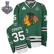 Reebok EDGE Chicago Blackhawks Tony Esposito Authentic Green With Stanley Cup Finals Jersey