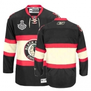Reebok EDGE Chicago Blackhawks Authentic Blank Black New Third With Stanley Cup Finals Jersey