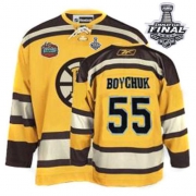 Reebok EDGE Boston Bruins Johnny Boychuk Yellow Winter Classic Authentic with Stanley Cup Finals Jersey