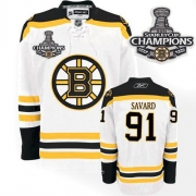 Reebok EDGE Boston Bruins Marc Savard White Authentic With Stanley Cup Champions Jersey