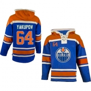 Reebok EDGE Old Time Hockey Edmonton Oilers Nail Yakupov Light Blue Sawyer Hooded Sweatshirt Authentic Jersey