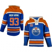 Reebok EDGE Old Time Hockey Edmonton Oilers Ryan Nugent-Hopkins Light Blue Sawyer Hooded Sweatshirt Authentic Jersey