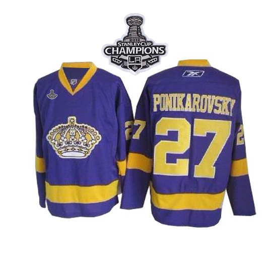 Reebok Los Angeles Kings Alexei Ponikarovsky Purple Premier With 2012 Stanley Cup Champions Patch Jersey