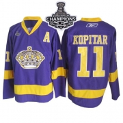 Reebok EDGE Los Angeles Kings Anze Kopitar Purple Authentic With 2012 Stanley Cup Champions Patch Jersey
