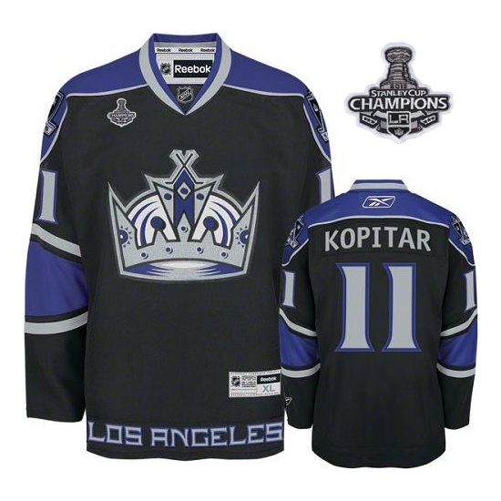 Reebok EDGE Los Angeles Kings Anze Kopitar Black Third Authentic With 2012 Stanley Cup Champions Patch Jersey