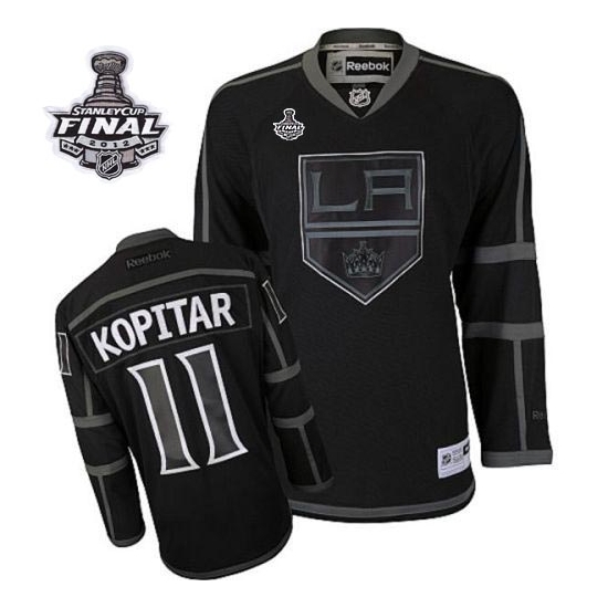 Reebok EDGE Los Angeles Kings Anze Kopitar Black Ice Authentic With 2012 Stanley Cup Jersey