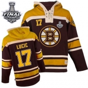 Reebok EDGE Old Time Hockey Boston Bruins Milan Lucic Black Sawyer Hooded Sweatshirt Authentic with Stanley Cup Finals Jersey