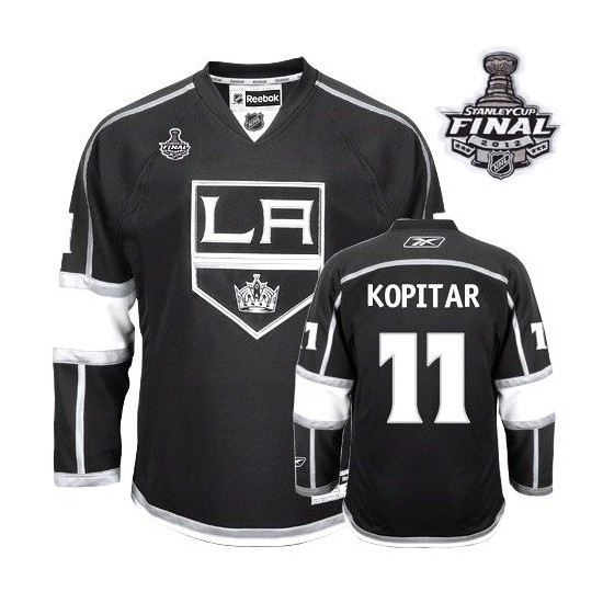 Reebok EDGE Youth Los Angeles Kings Anze Kopitar Black Authentic With 2012 Stanley Cup Jersey