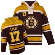 Reebok EDGE Old Time Hockey Boston Bruins Milan Lucic Black Sawyer Hooded Sweatshirt Authentic Jersey