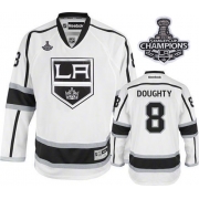Reebok EDGE Los Angeles Kings Drew Doughty White Road Authentic With 2012 Stanley Cup Champions Patch Jersey