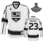 Reebok EDGE Los Angeles Kings Dustin Brown White Road Authentic With 2012 Stanley Cup Champions Patch Jersey