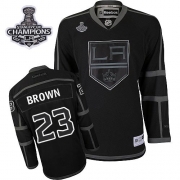 Reebok EDGE Los Angeles Kings Dustin Brown Black Ice Authentic With 2012 Stanley Cup Champions Patch Jersey