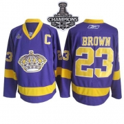 Reebok EDGE Los Angeles Kings Dustin Brown Purple Authentic With 2012 Stanley Cup Champions Patch Jersey