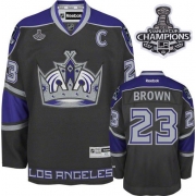 Reebok EDGE Los Angeles Kings Dustin Brown Black Third Authentic With 2012 Stanley Cup Champions Patch Jersey