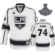 Reebok EDGE Los Angeles Kings Dwight King White Road Authentic With 2012 Stanley Cup Champions Patch Jersey