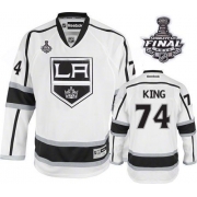 Reebok EDGE Los Angeles Kings Dwight King White Road Authentic With 2012 Stanley Cup Jersey