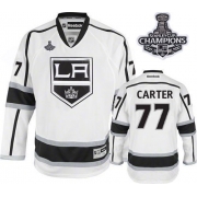 Reebok EDGE Los Angeles Kings Jeff Carter White Road Authentic With 2012 Stanley Cup Champions Patch Jersey