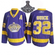 Reebok EDGE Los Angeles Kings Jonathan Quick Purple Authentic With 2012 Stanley Cup Champions Patch Jersey