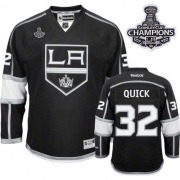 Reebok EDGE Los Angeles Kings Jonathan Quick Black Authentic With 2012 Stanley Cup Champions Patch Jersey