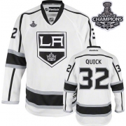 Reebok EDGE Los Angeles Kings Jonathan Quick White Road Authentic With 2012 Stanley Cup Champions Patch Jersey