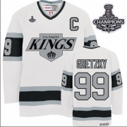 CCM Los Angeles Kings Wayne Gretzky Authentic White Throwback With 2012 Stanley Cup Champions Patch Jersey
