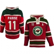 Reebok EDGE Old Time Hockey Minnesota Wild Zach Parise Red Sawyer Hooded Sweatshirt Authentic Jersey