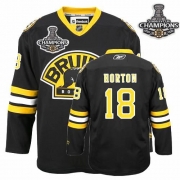 Reebok EDGE Boston Bruins Nathan Horton Authentic Black Third With Stanley Cup Champions Jersey