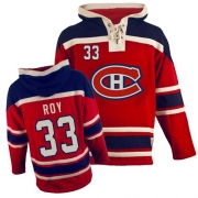 Reebok EDGE Old Time Hockey Montreal Canadiens Patrick Roy Red Sawyer Hooded Sweatshirt Authentic Jersey