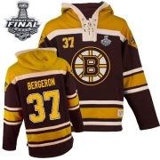 Reebok EDGE Old Time Hockey Boston Bruins Patrice Bergeron Black Sawyer Hooded Sweatshirt Authentic with Stanley Cup Finals Jersey