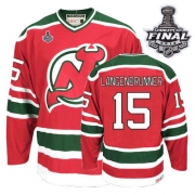 CCM New Jersey Devils Jamie Langenbrunner Red and Green Team Classic Authentic With 2012 Stanley Cup Throwback Jersey