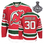 CCM New Jersey Devils Martin Brodeur Red and Green Team Classic Authentic With 2012 Stanley Cup Throwback Jersey